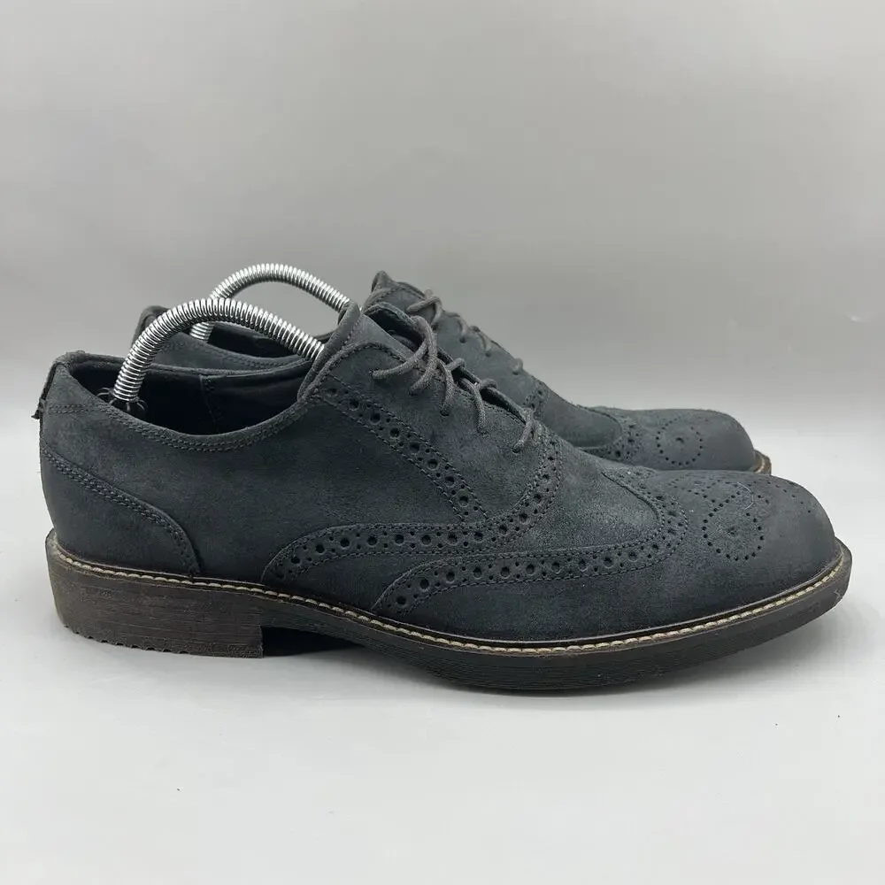 ECCO Kenton Wingtip Brogue Shoes Men Size 10 Blue Nubuck Leather Casual Oxford